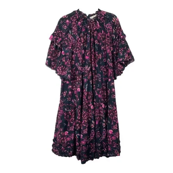 ULLA JOHNSON Fawn floral Dress‎ in Midnight Sz 6